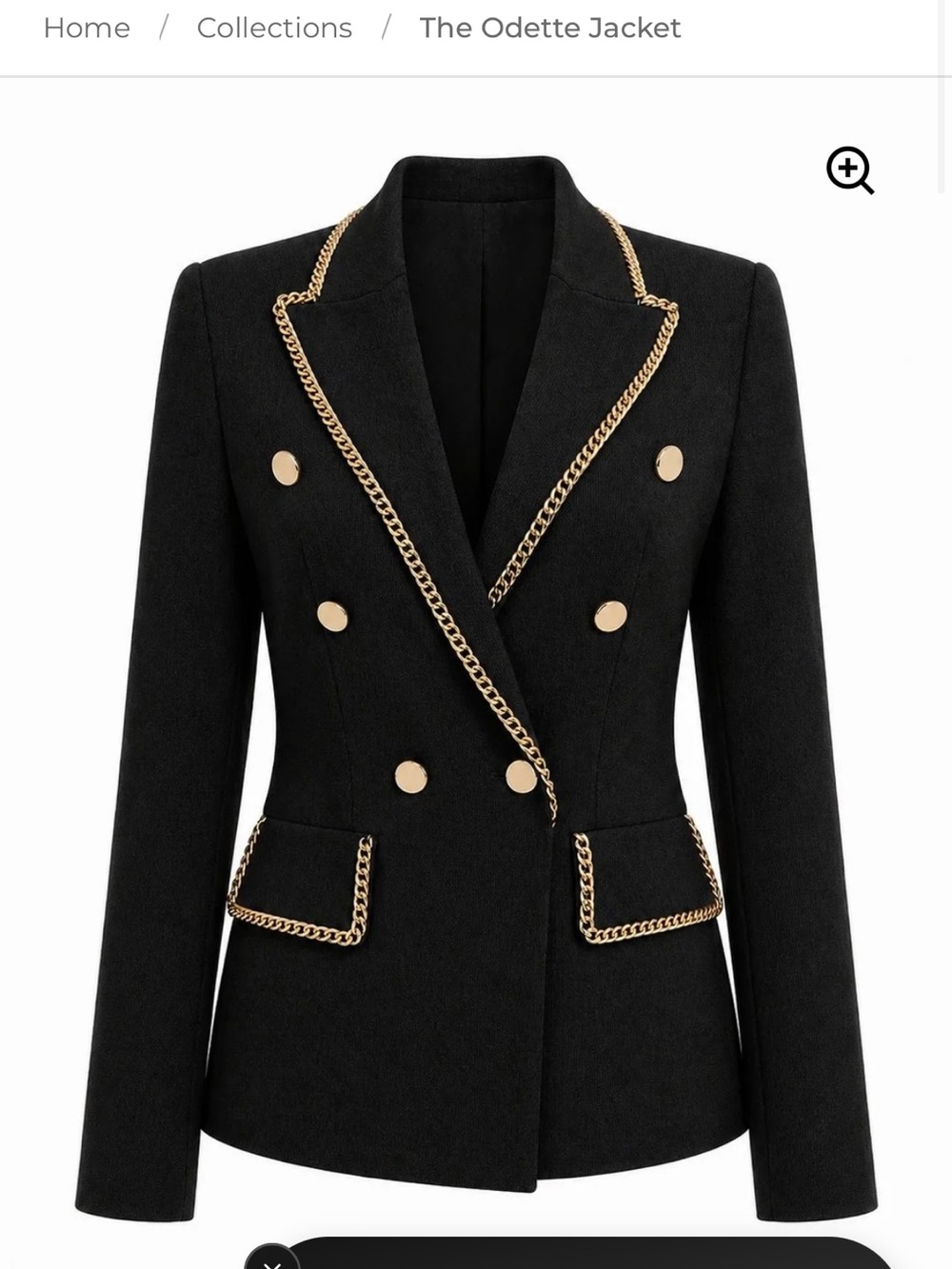 Aleeza Paris Black Odette Double-Breasted Blazer 1X